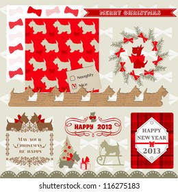 Scrapbook Design Elements - Vintage Christmas Dog - in vector
