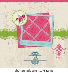 Elementos de diseño de cuadernillo - Tarjeta de flor vintage con marco fotográfico - en vector