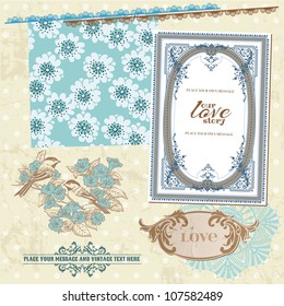 Scrapbook Design Elements - Vintage Flower Card with Photo Frame - in vector