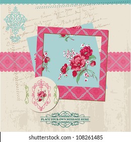 Scrapbook Design Elements - Vintage Flower Card with Photo Frame - in vector