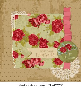 Elementos de diseño de cuadernos de caracteres. Página Flores Vintage en vector