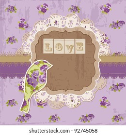 Elementos de diseño de cuadernos de caracteres. Flores de vintage y página de pájaro en vector