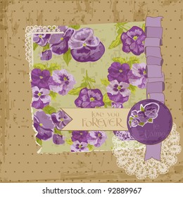 Scrapbook Design Elements. Vintage Flowers Page in vector