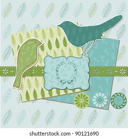 Scrapbook Design Elements - Vintage Leaves and Birds