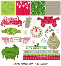 Scrapbook Design Elements - Vintage Merry Christmas and New Year - in vector
