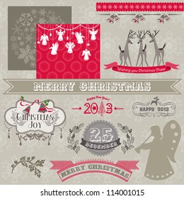 Scrapbook Design Elements - Vintage Merry Christmas and New Year - in vector