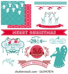 Scrapbook Design Elements - Vintage Merry Christmas and New Year - in vector