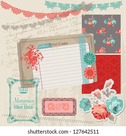 Scrapbook Design Elements - Vintage Roses and Birds - in vector