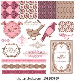 Scrapbook Design Elements - Vintage Tiles and Birds- in vector