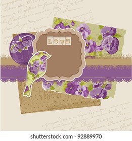 Elementos de diseño de cuadernillo - Flores de viola vintage en vector