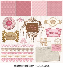 Scrapbook design elements - Vintage Wedding Set - in vector