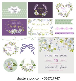Scrapbook Design Elements - Wedding Flower Lily Theme - in vector