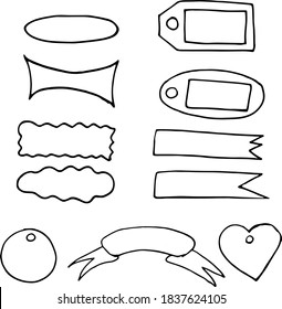 scrapbook doodle elements set sketch hand drawn. for design card, invitation, frame, vector, monochrome, minimalism
