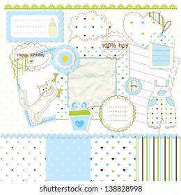 Scrapbook elements for baby boy
