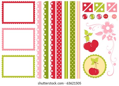 Scrapbook elements. Collection of cherry decors (EPS10)