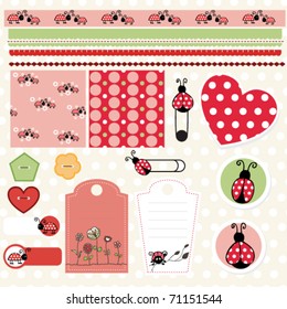 scrapbook elements with ladybug