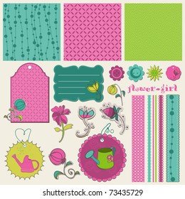 Scrapbook Flower Set in vector