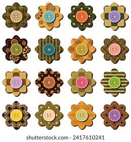 scrapbook flowers on white background art decor scrap object illustration design 	
