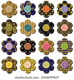 scrapbook flowers on white background art decor scrap object illustration design