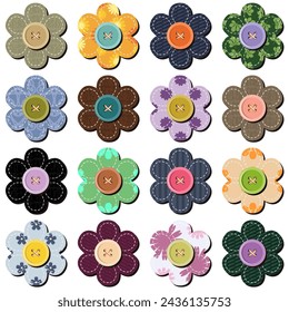 scrapbook flowers on white background art decor scrap object illustration design