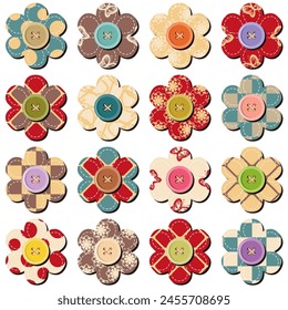 scrapbook flowers on white background art decor scrap object illustration design	
