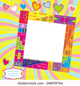 Scrapbook with frame for photo and place for text