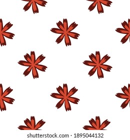 Scrapbook garden seamless isolated pattern with simple red flower elements. White background. Flat vector print for textile, fabric, giftwrap, wallpapers. Endless illustration.