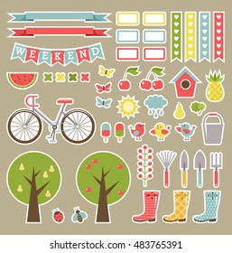 Scrapbook garden tools. Vector
