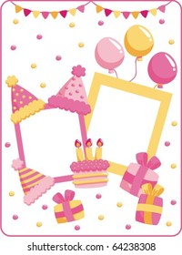 Scrapbook Happy Birthday! White backdrop. Two photo