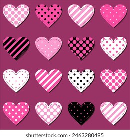 scrapbook hearts on black background
