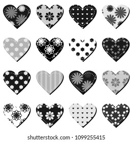 scrapbook hearts on white background