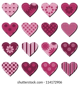 scrapbook hearts on white background