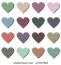 scrapbook hearts on white background