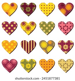 scrapbook hearts on white background
