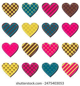scrapbook hearts on white background