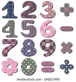 scrapbook numbers and signs on white background