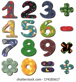 scrapbook numbers and signs on white background