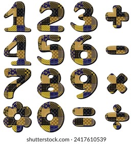scrapbook numbers and signs on white background art decor design