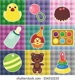 scrapbook objects for baby on checked fabrics