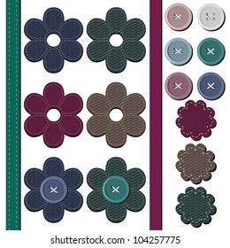 scrapbook objects and buttons on white background