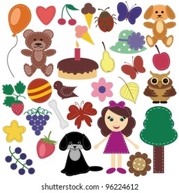 scrapbook objects on white background