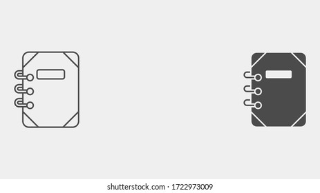 Símbolo de símbolo de símbolo de icono de vectores rellenado y esquema de cuadernillo