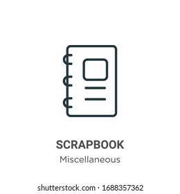 Scrapbook outline vector icon. Thin line black scrapbook icon, flat vector simple element illustration from editable miscellaneous concept isolated stroke on white background