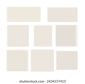 Scrapbook papers. Blank notebook torn pages vector illustration.