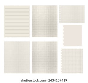 Scrapbook papers. Blank notebook torn pages vector illustration.