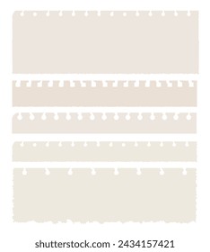 Scrapbook papers. Blank notebook torn pages vector illustration.