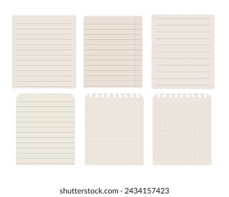 Scrapbook papers. Blank notebook torn pages vector illustration.