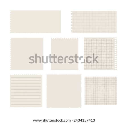 Scrapbook papers. Blank notebook torn pages vector illustration.