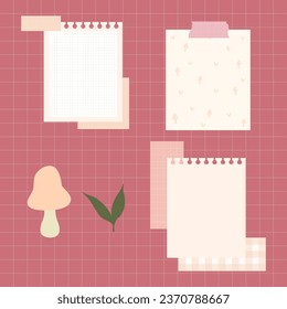 Scrapbook papers. blank notepad pages illustration.