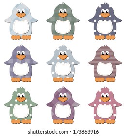 scrapbook penguins on white background